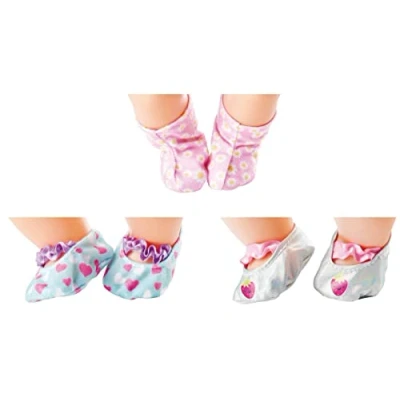 Imagen de Simba New Born 105560017 Juego de Zapatos para bebé, 3 Pares, Ropa muñecas, Tela, muñecas 30 43 cm, Bailarinas, Botas, a Partir años