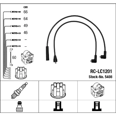Imagen de NGK 5408 Juego de Cables Encendido 5 SUZUKI: SWIFT 2, 1, LANCIA: Thema Berlina