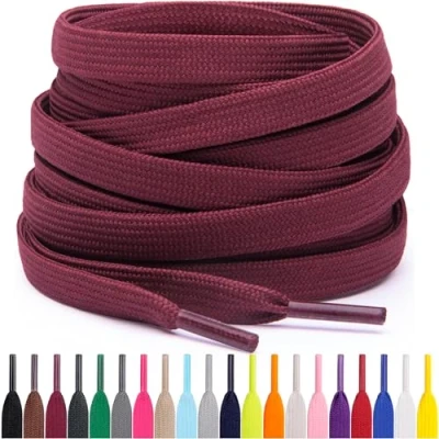 Imagen de Miscly Cordones Planos para Zapatillas, Disponibles en Varias Tallas y Colores (Burdeos, 137 cm)