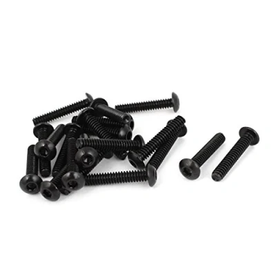 Imagen de sourcing map sourcingmap® #10 24 x 1&quot; 10,9 UNC Hexagonal de aleación acero los tornillos con cabeza botón negro 20 pcs