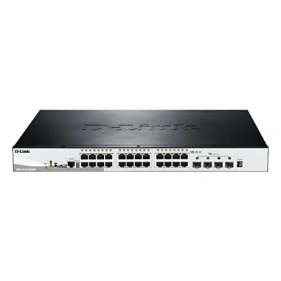 Imagen de D Link DGS 1510 28XMP/E Switch PoE de 24 Puertos Gigabit L2+ (Funcionalidades L3) y 4 10G SFP+, VLAN automática para Video vigilancia telefonía IP, hasta 370 W Cable la UE