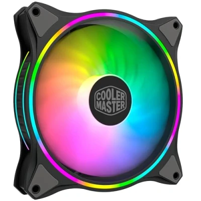 Imagen de Cooler Master MasterFan MF140 Halo ARGB: Ventilador de Caja y Refrigerador, Doble Anillo Iluminación RGB Direccionable, Diseño Aspas Híbrido con Sensor Protección Amortiguador Vibración 140mm