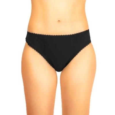 Imagen de HAUTE PRESSION Tulipe Culotte Tanga menstruelle Uni Avec Dentelle élastique à la Taille et cuisses de Couleur Noir, Flux Léger T44 Ropa Interior, Negro, 44 para Mujer