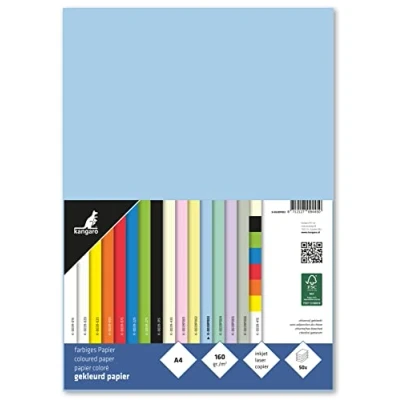 Imagen de Kangaro Papel de color azul pastel DIN A4 120g/m² FSC mix 100 pack carta DIY