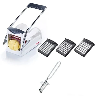 Imagen de Westmark Cortador de patatas fritas con pelador, Set 2 unidades, Mandolina para frutas y verduras 3 inserciones corte Easy Stix pelador Famos, 118022E7