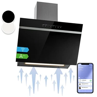 Imagen de Klarstein Campana Extractora 60 cm, Campanas Extractoras, Extractor de Cocina con Filtro Anti Grasa, loT/Wi Fi, Luces RGB LED, Flujo Aire 514m3/h, Bajo Consumo Silenciosa Clase A++