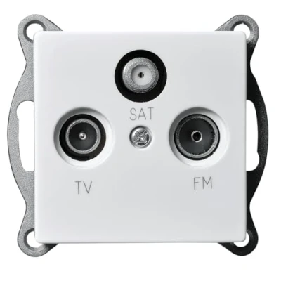 Imagen de McPower Toma de Antena &quot;Flair&quot; para TV, Radio y Sat, UP, diseño moderno elegante, color blanco