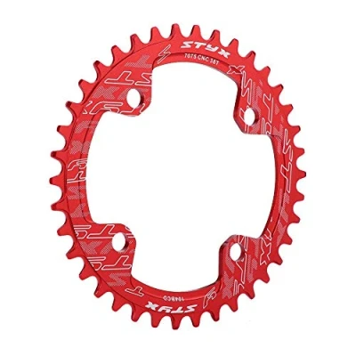Imagen de Tbest Plato de icleta Montaña 32/34/36 / 38T Solo Estrecho Ancho 104 BCD, BMX MTB Carretera Velocidad Manivela Anillo Reparación Piezas Negro, Rojo(38T Rojo)