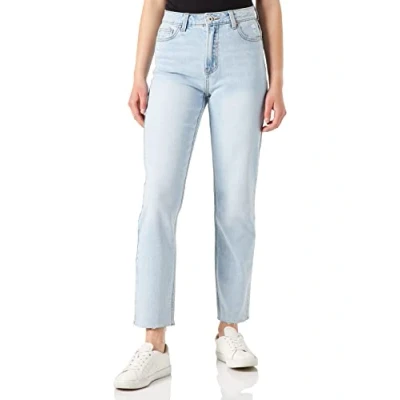 Imagen de ONLY ONLEMILY HW STR Raw CR AK MAS440 Noos Jeans, Light Blue Denim, 32W / 34L para Mujer