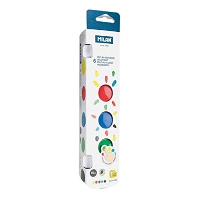 Imagen de MILAN 64106 Caja con 6 Tarros Pintura para Dedos, colores surtidos, 25 ml