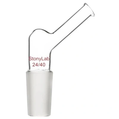 Imagen de stonylab Adaptador de Vidrio Angulado, Vertido Borosilicato con Líquido Articulación Interna Estándar 24/40 para Suministro Laboratorio