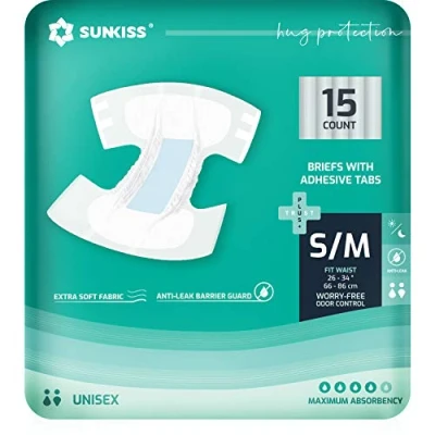 Imagen de SUNKISS TrustPlus Pañales Incontinencia para Adultos, Bragas Absorbentes con Ddhesivos Ancianos, Hombres y Mujeres, Unisex, Máxima absorción, Protección Contra Fugas, Talla S/M, 60 Unidades