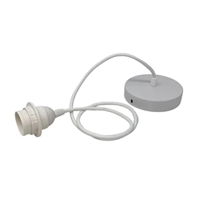 Imagen de HALOTEC. Portalámparas E27 metal para lámparas colgantes Colgante Lámpara techo Blanco Soporte rosetón metálico Floron lampara con cable textil 1m Arandela Sujeción Pantalla