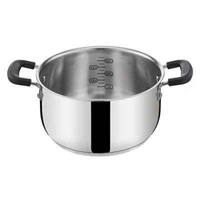Imagen de Lagostina Práctica cacerola de acero 18/10 con asas dobles silicona, olla para inducción, gas y horno hasta 210, 20 cm