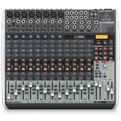 Imagen de Mezclador Behringer XENYX QX2222USB Premium de 22 entradas y 2/2 buses con preamplificadores micrófono compresores XENYX, procesador Klark Teknik Multi FX, opción inalámbrica e interfaz USB/audio