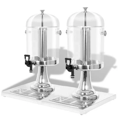 Imagen de vidaXL 2x Dispensador Zumo Acero Inoxidable 8 L Desayuno Jugo Frutas Licuadora