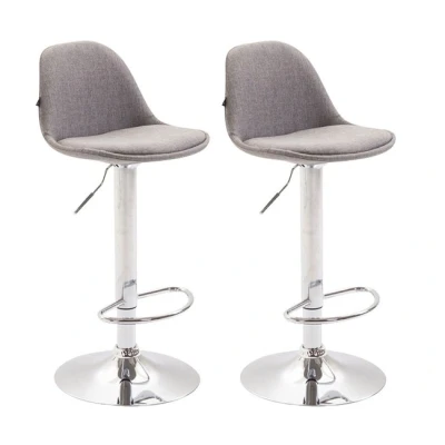 Imagen de CLP Set De 2 Taburetes Bar Kiel Tapizados En Tela I Sillas Altas Regulables Altura, Color:Gris