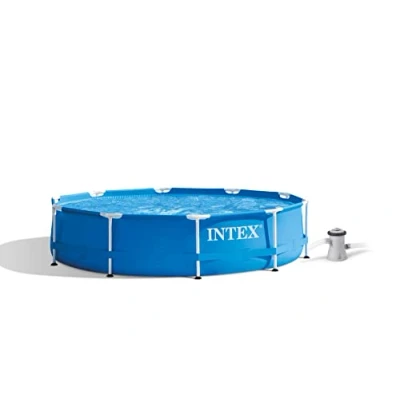 Imagen de Intex 28202UK 10ft x 30in Metal Frame Swimming Pool with Filter Pump, 4,485 liters, Blue, 305x76 cm