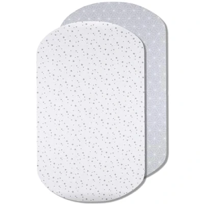 Imagen de Sábanas Minicuna 100% Algodón Compatible con Next to Me Kinderkraft Marca Francesa Fabricado en Europa (60 x 80 cm, Constelación Gris)