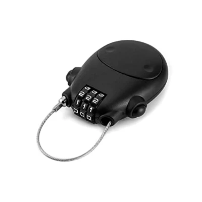 Imagen de QWORK Candado Retráctil, de combinación 3 dígitos, cable retráctil 77 cm, para equipaje, bicicleta y carritos