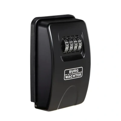 Imagen de BURG WÄCHTER Caja fuerte para llaves con código numérico de 4 dígitos exterior e interior, Segura, Montaje pared, Key Safe 20 SB, Negro