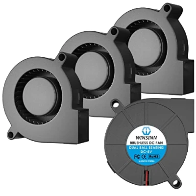 Imagen de WINSINN Ventilador soplador de 50 mm 5 V 5015 doble rodamiento bolas x 15 mm, turbina turbo sin escobillas, alta velocidad (paquete 4 unidades)