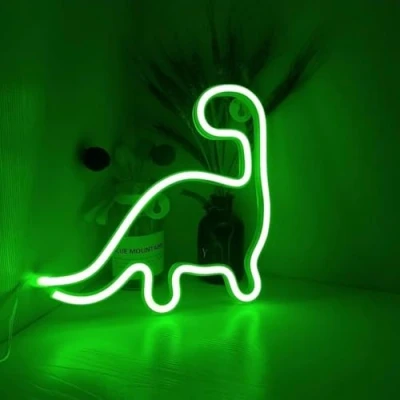 Imagen de NIWWIN Dinosaurio neón,luz de letrero neón, luces pared decorativas, ambiente dormitorio, decoración guardería, Navidad, regalo cumpleaños.3AA Batería o USB.
