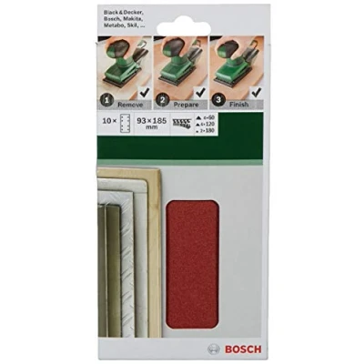 Imagen de Bosch 2 609 256 A86 Juego de hojas lija 10 piezas para lijadora orbital