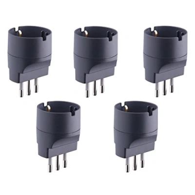 Imagen de Electraline 92294 set 5 adattatori da schuko a spina piccola 10a, nero, confezione