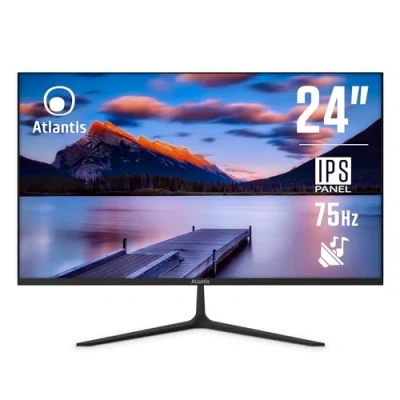 Imagen de Monitor Atlantis de 24 pulgadas, pantalla 24&quot; IPS 75Hz, Full HD 1920x1080, VGA HDMI DP, Multimedia, FreeSync, salida audio/auriculares, inclinación, respuesta 5ms, contraste 1000:1, ángulo