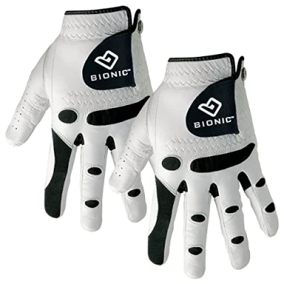 Imagen de BIONIC Guantes de Golf Cuero Hombre LH Blanco M/L 2 Pack