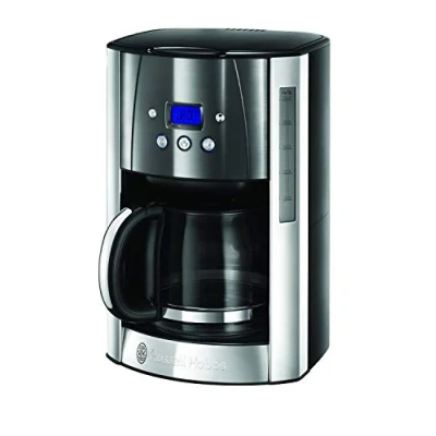 Imagen de Russell Hobbs Cafetera de Goteo Luna Moonlight 12 Tazas, Jarra Cristal 1,8L, Programable, Soporte Filtro Lavable, Tecnología Rociado Avanzada, Acero Inoxidable, Plata y Gris 23241 56
