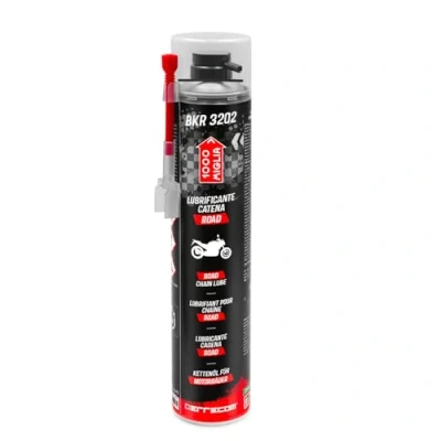 Imagen de ERRECOM 1000 Miglia BKR 3202 Lubricante Cadena Road Moto de carretera, resistente al agua y polvo, chorro preciso sin salpicaduras, incluye Huggie System con extensión 90, Bote Aerosol 750ml
