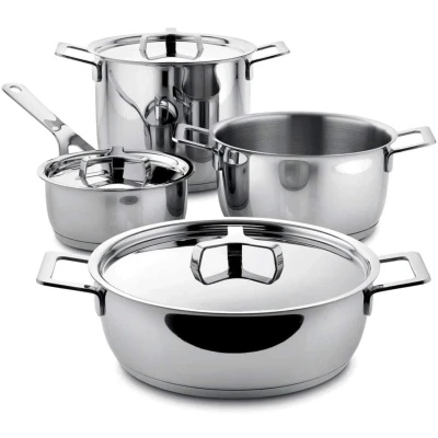 Imagen de Alessi Pan Set Pots&amp;Pans AJM100S7 4 Piece by Jasper Morrison