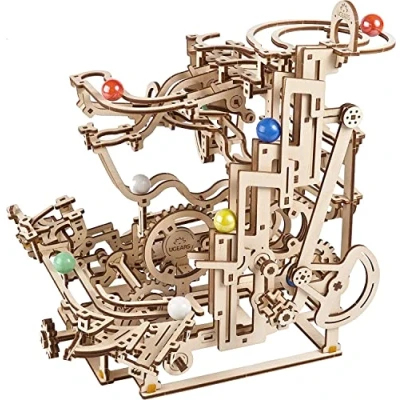 Imagen de UGEARS Puzzle 3D Circuito de canicas Maquetas para Montar Carreras Madera y Puzzles Kit Marble Run con 10 Colores Construir Adultos