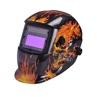 Imagen de nuzamas Funciona con energía Solar Auto oscurecimiento Soldadura Casco máscara de Fuego Calavera Cara protección para ARC TIG Mig Molienda Corte por Plasma Pantalla