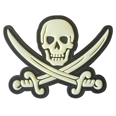 Imagen de Calico Jack Skull Pirate Jolly Roger Morale Tactical ISAF PVC Rubber 3D Touch Fastener Patch