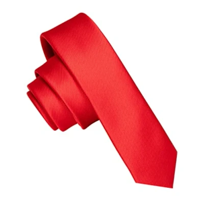 Imagen de JEMYGINS Corbata de Hombre Ajustada Color Sólido a Rayas Diagonales 4 cm Ancho Rojo