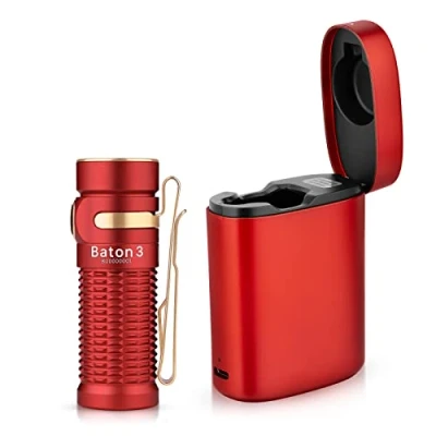 Imagen de OLIGHT Baton 3 kit Linterna LED Recargable Alta Potencia de 1200 Lúmenes 166 Metros 5 Modos Mini Bolsillo Impermeable con Cargador inalámbrico Negro