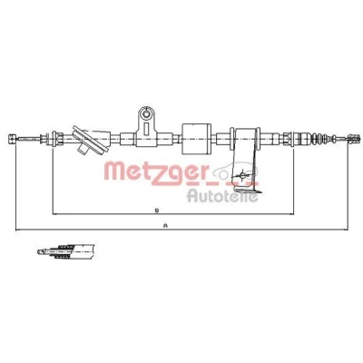 Imagen de METZGER 12.0101 Cable de Freno Mano Atrás derecha 1735/1585 COFLE