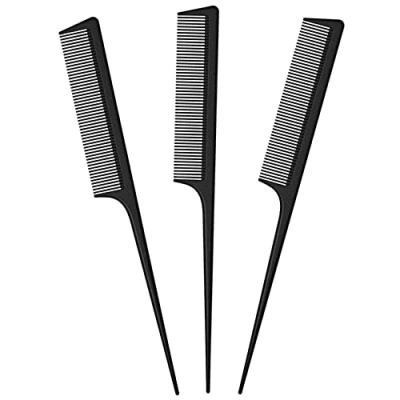 Imagen de JeoPoom 3 Piezas Peine de Fibra Carbono Cola Anti Estático Resistente Al Calor