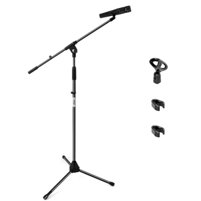 Imagen de Pyle Soporte de Micrófono, Micrófono Altura Ajustable y Brazo Flexible, Trípode Estable con Ajuste T Bar, Ideal para Escenario, Estudio Karaoke