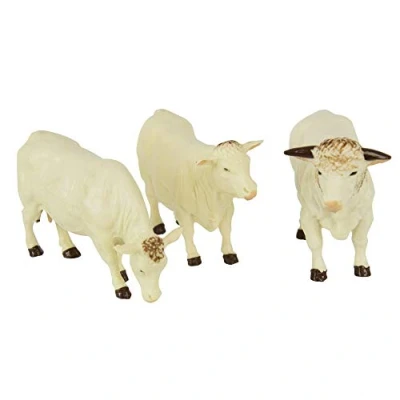 Imagen de Britains Tomy Figuras de Colección, Juego 3 Animales plástico para Adultos 43240, Vacas, Modelo a Escala 1/32, réplica Adaptada niños años+, Color Blanco