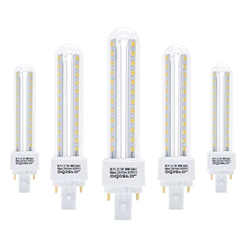 Imagen de Aigostar Pack de 5 Bombilla PLC 2U, tubo 12W Maiz G24, Blanco Cálido 3000K, 1180lm, No regulable