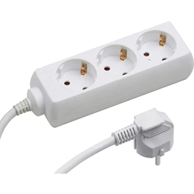 Imagen de Meister 7430250 Regleta de 3 enchufes (Cable 5 m), Color Blanco
