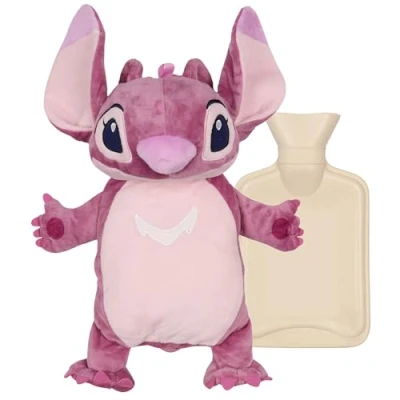 Imagen de Angel Lilo y Stitch Thermofor Bolsa de agua caliente con funda blanda, caucho natural 1l