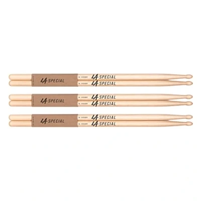 Imagen de LA Specials Drum Sticks 5A Drumsticks Set for Acoustic Drums or Electronic Oval Wood Tip Hickory Consistent Weight and Pitch 3 Pairs