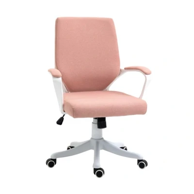 Imagen de Vinsetto Silla de Oficina Giratoria Escritorio Basculante con Reposabrazos y Altura Ajustable para Dormitorio Salón Carga 120 kg 62x69x92 100 cm Rosa