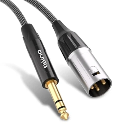 Imagen de Tisino Cable XLR Macho a Jack, Trenza de nailon 6,35 mm TRS Balanceado para Micrófono, Altavoz, Amplificador, Equipo Sonido 3M