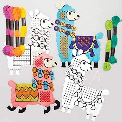 Imagen de Baker Ross Kits Punto de Cruz Llama para Colorear Juego manualidades niños (paquete 5)